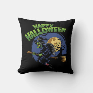 Almofada Bruxa Voadora Feliz Halloween