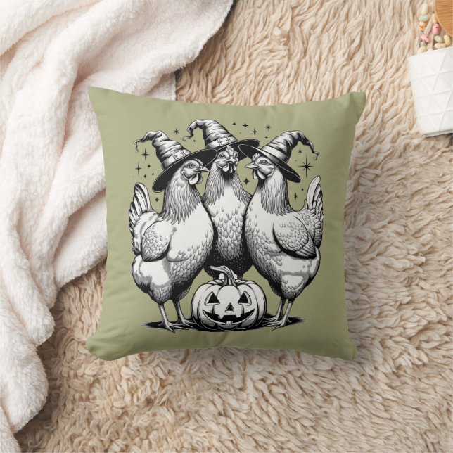 Almofada Bruxas de Frango Funny Halloween Vintage Bruxa  (Cobertor)