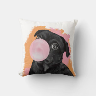 Almofada Bublegum Rosa Pug Preto Retroativo