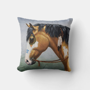 Almofada Buckskin Pinto Cavalo de Guerra Nativo Americano