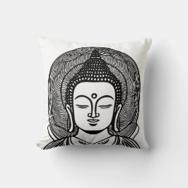 Almofada Buddha Face Black and White Zen
