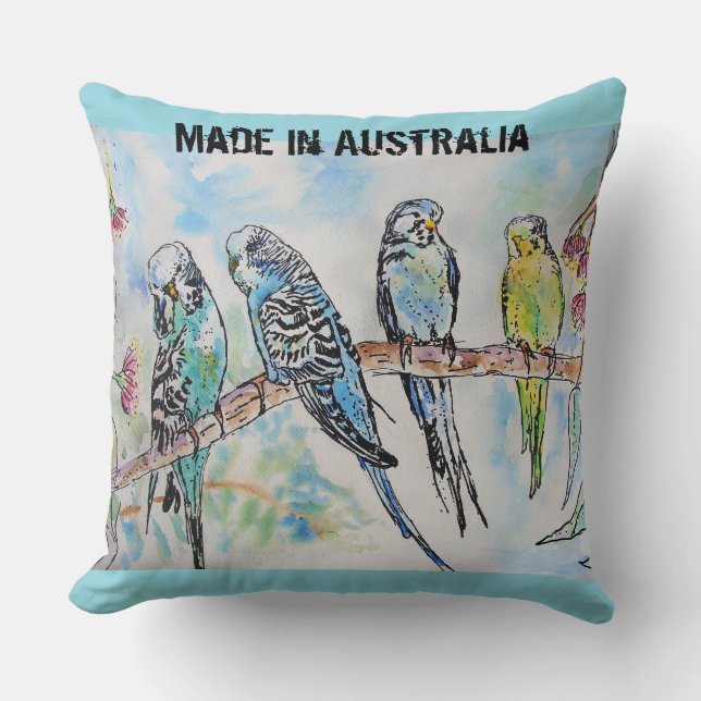 Almofada Budgie Budgerigar Bird Made In Australia T Shirt (Frente)