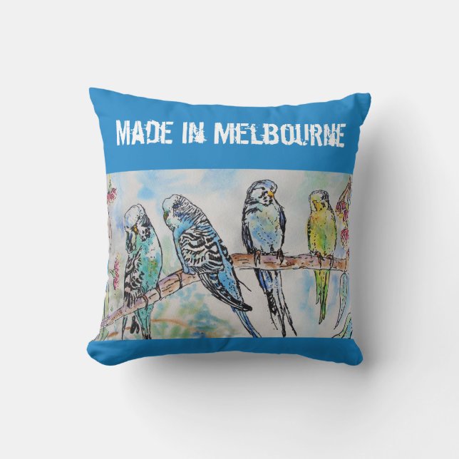 Almofada Budgie Budgerigar Bird Made In Melbourne Birds (Frente)