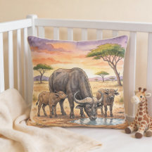 Búfalo Africano Mamãe e Bezerros Animais de Safari