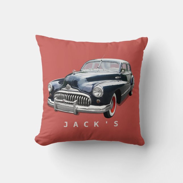 Almofada Buick Custom Preto dos Anos 40 Vintage (Frente)