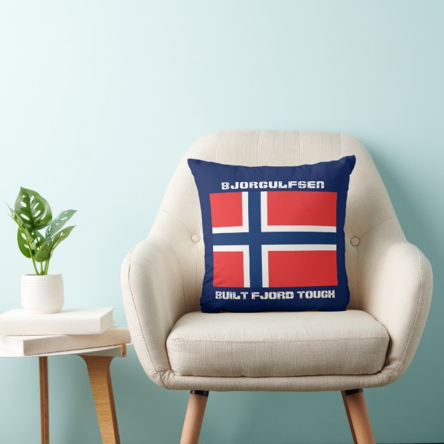 Almofada "Build Fjord Tough" e Bandeira norueguesa (Cadeira)