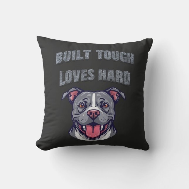 Almofada Built Tough Pit Bull | Bully Dog Lover Graphic Art (Frente)