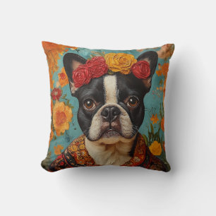 Almofada Buldogue francês como Frida Kahlo