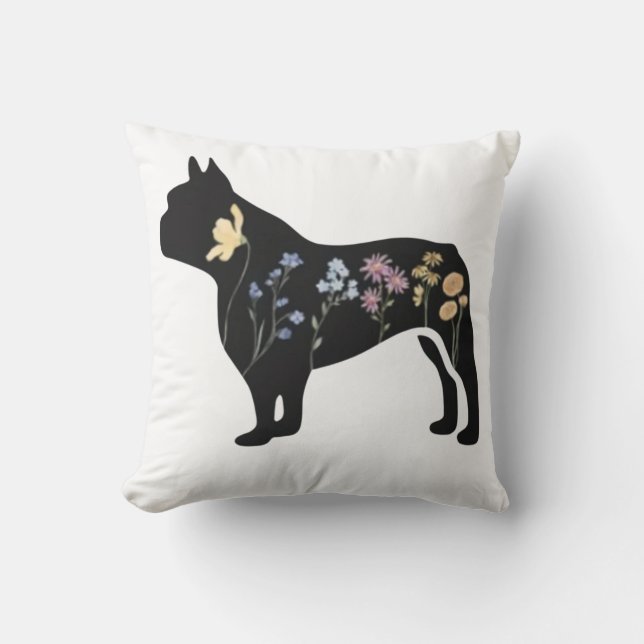 Almofada Buldogue Francês de Flor Selvagem (Frente)