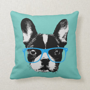 Almofada Buldogue francês Nerdy do hipster