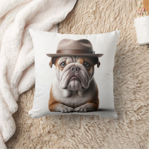 Almofada Buldogue Vestindo Fedora
