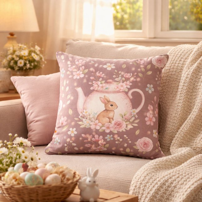 Almofada Bule de Coelho Caprichoso Floral Páscoa (Criador carregado)