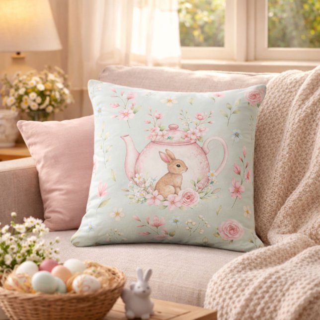 Almofada Bule de Coelho Caprichoso Floral Páscoa (Criador carregado)
