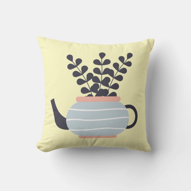 Almofada Bule simples moderno com pastel vegetal (Frente)