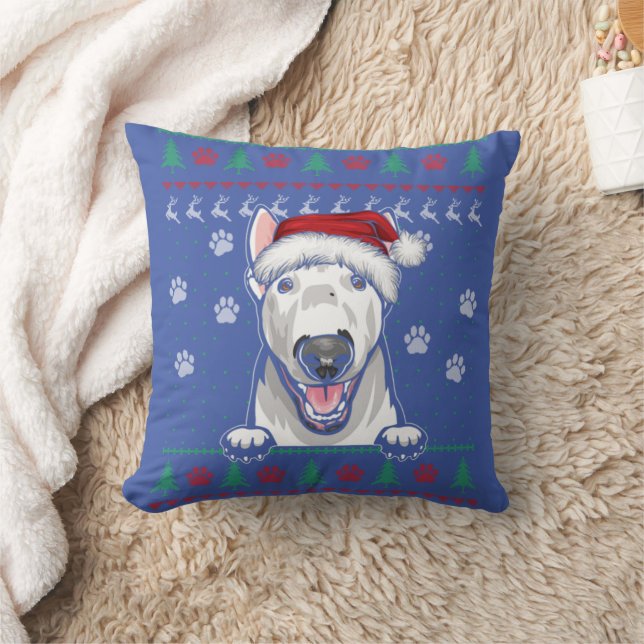Almofada Bull Terrier Christmas Ugly Sweater Engraçado Cach (Cobertor)