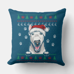Almofada Bull Terrier Christmas Ugly Sweater Engraçado Cach