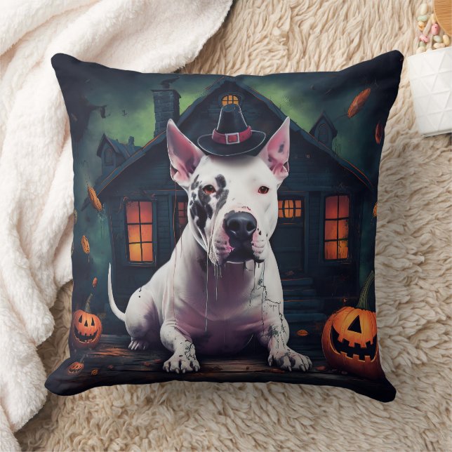 Almofada Bull Terrier Pumpkins Halloween Scary (Cobertor)