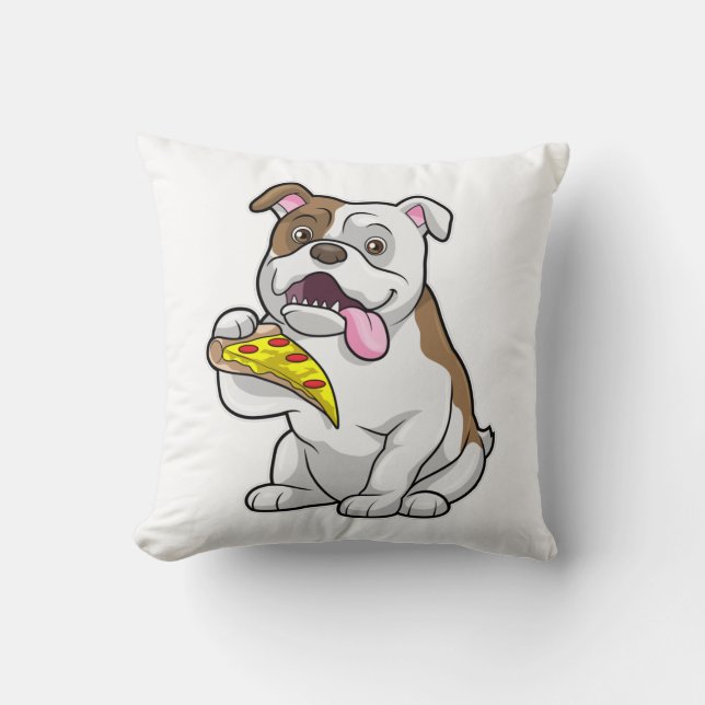 Almofada Bulldog com pizza (Frente)