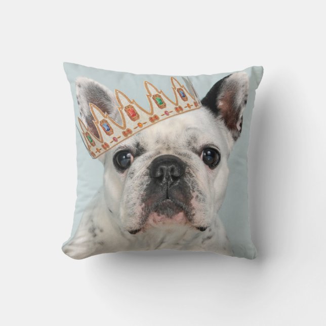 Almofada Bulldog Francês com Coroa (Frente)