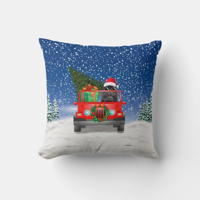 Almofada Bulldog Francês com presentes de Natal (Frente)