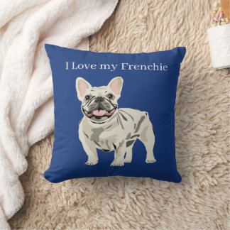 Almofada Bulldog Francês Creme, Eu Amo meu frenchie