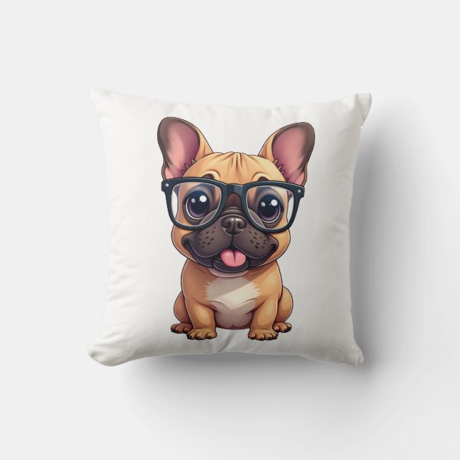 Almofada Bulldog Francês de Óculos (Frente)