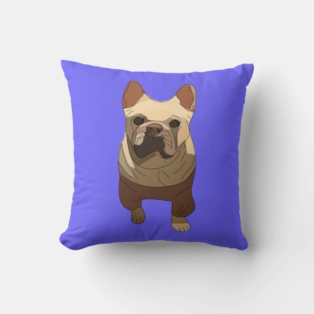 Almofada Bulldog Francês, Lavanda Roxo (Frente)