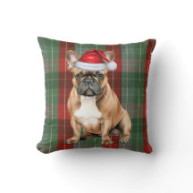 Bulldog Francês Xadrez de Natal Vermelho e Verde