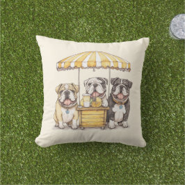 Almofada Bulldog Inglês Correndo Pista De Limonada