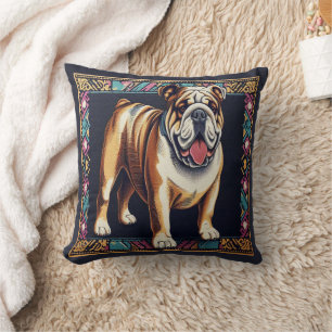 Almofada Bulldog Realista na moda com Um Quadro Colorido