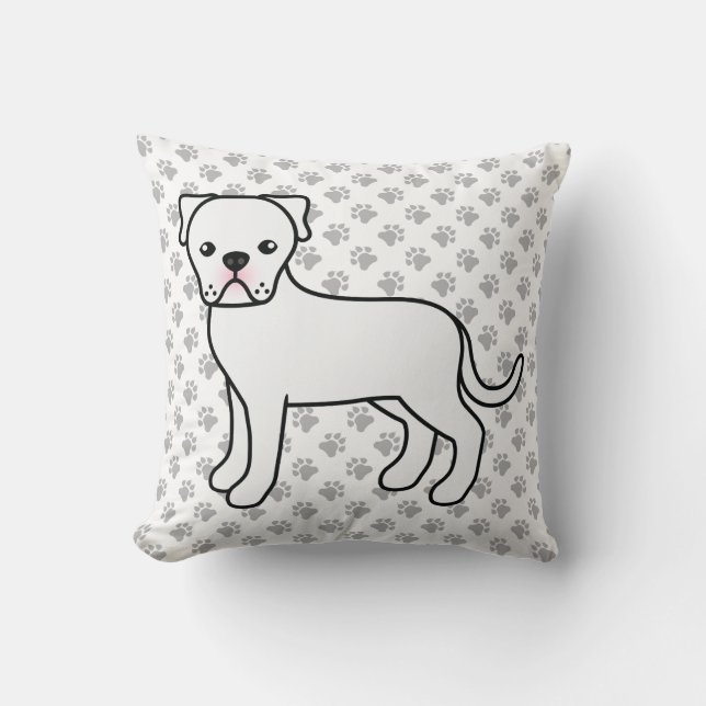 Almofada Bulldogue Americano Branco Cachorro de Desenho Ani (Frente)