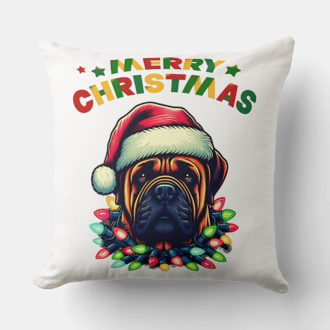 Almofada Bullmastiff Cachorro Natal Xmas (Frente)