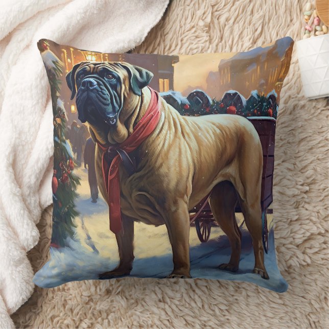 Almofada Bullmastiff Natal Festivo (Cobertor)
