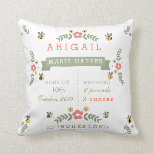 Almofada Bumble o travesseiro floral do Stats do bebê do