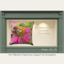 Almofada Bumblebee on Pink Coneflower