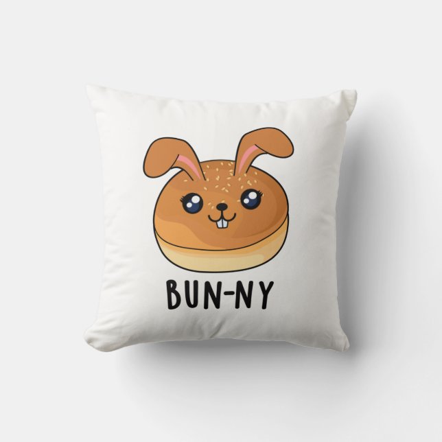 Almofada Bun-ny Funny Bunny Rabbit Bun Pun (Frente)