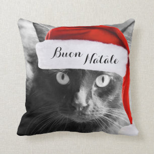 Almofada Buon Natale, travesseiro italiano do Natal do gato