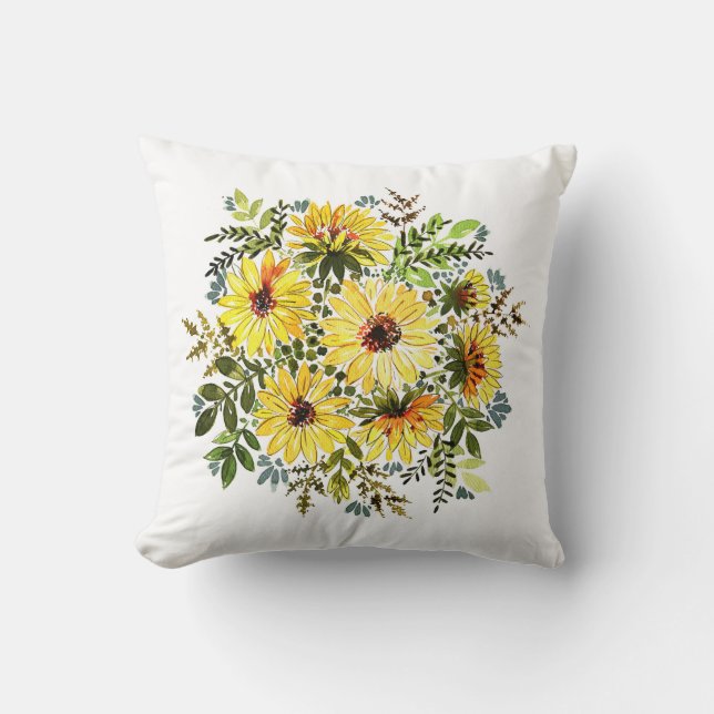 Almofada Buquê Amarelo de Aquarela: Daisy Love (Frente)