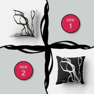 Almofada Buquê Blanc & Noir: Abstrato branco e preto