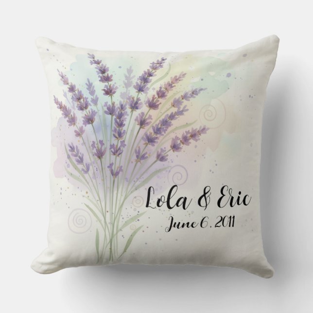 Almofada Buquê de Flores de Lavanda Aniversário (Frente)