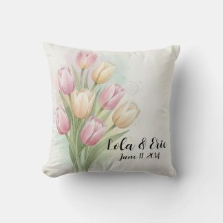 Almofada Buquê de Flores de Tulipa Rosa e Amarela Aniversár