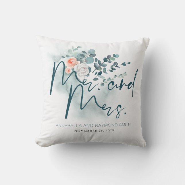 Almofada Buquê de folhagens florais de eucalipto elegante (Frente)