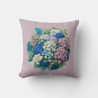 Almofada Buquê de Hydrangeas Travesseiro decorativo Azul Ro