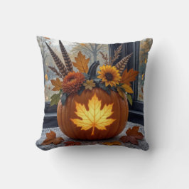 Almofada Buquê de outono em abóbora laranja