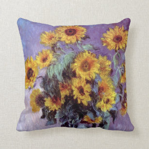 Almofada Buquê de Sunflower por Claude Monet, Vintage Art