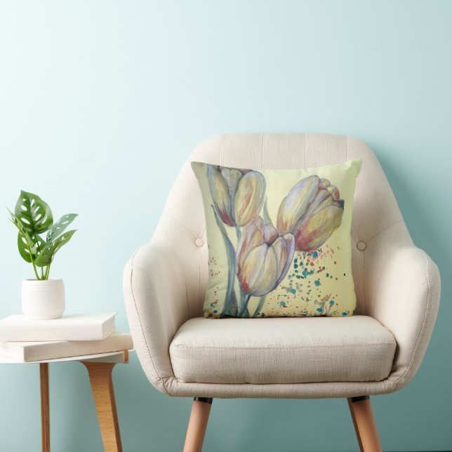 Almofada Buquê de três tulipas amarelas (Cadeira)