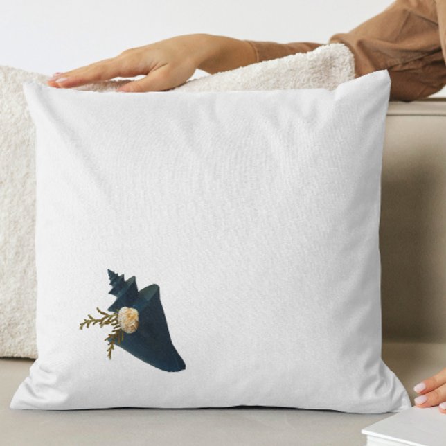 Almofada Buquê do Elegante Azul Costeiro e Branco (Criador carregado)