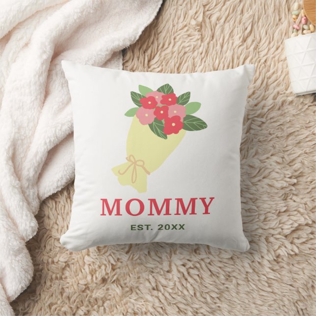Almofada Buquê Floral Ano de Est Mamae Presente Fofo (Cobertor)