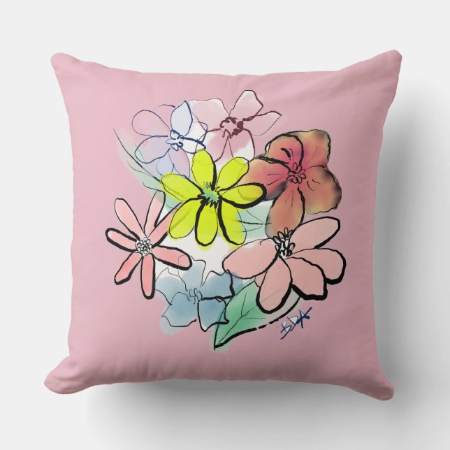Almofada Buquê Floral Bonito e bonito da mulher (Frente)