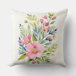 Almofada Buquê Floral de Aquarela do Jardim Azul